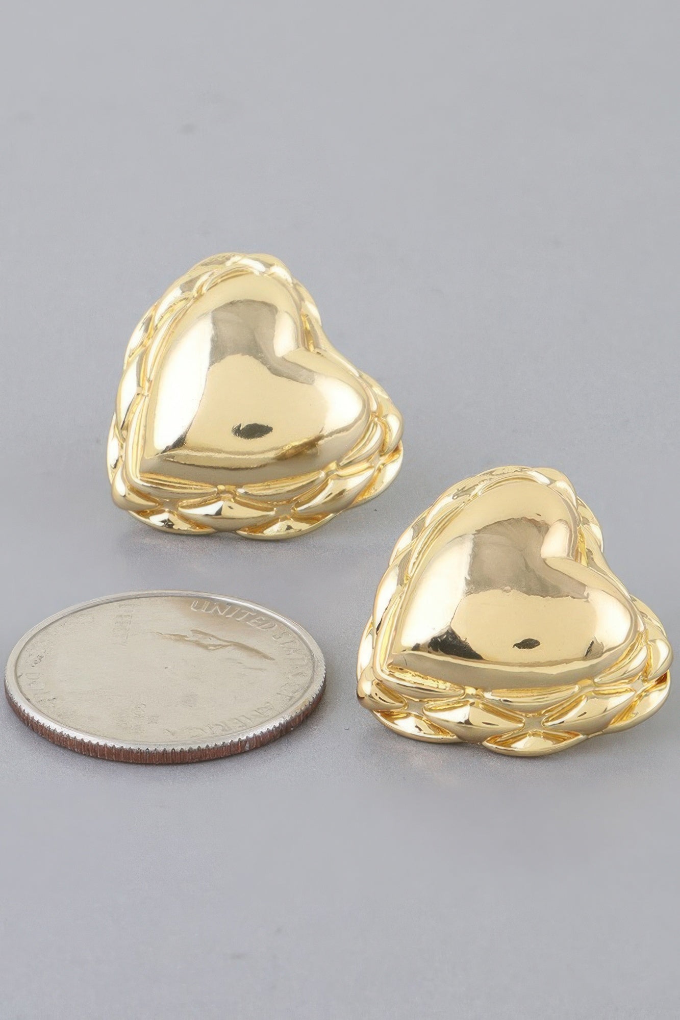 Gold-Dipped Braided Heart Stud Earrings Secondary image