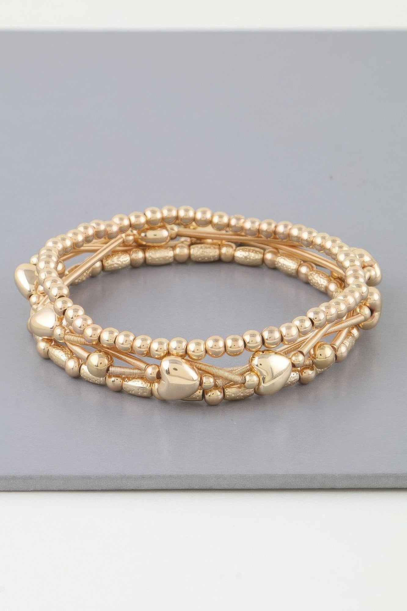 Multi-Heart Beaded Coil Bracelet Secondary image