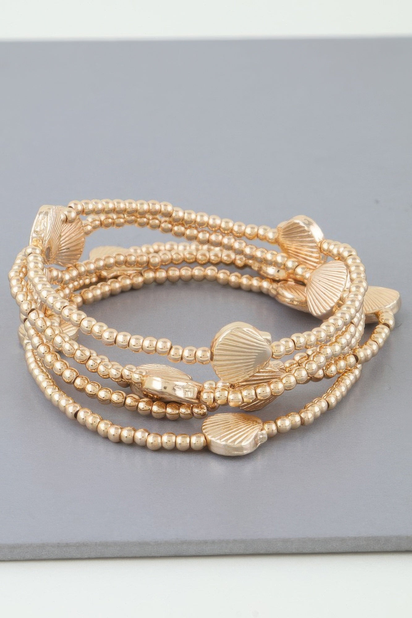Multi-Strand Beaded Seashell Bracelet Secondary image