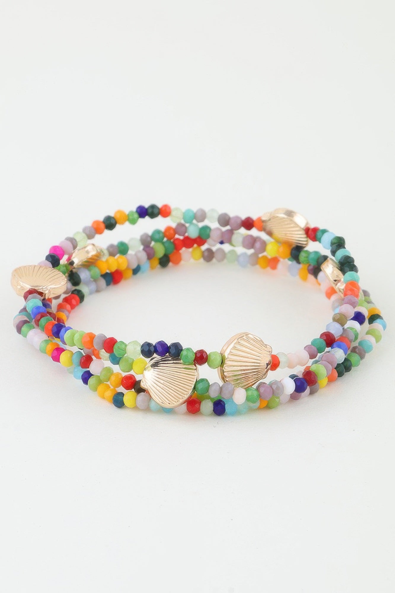 Multicolor Faceted Bead Seashell Bracelet Secondary image