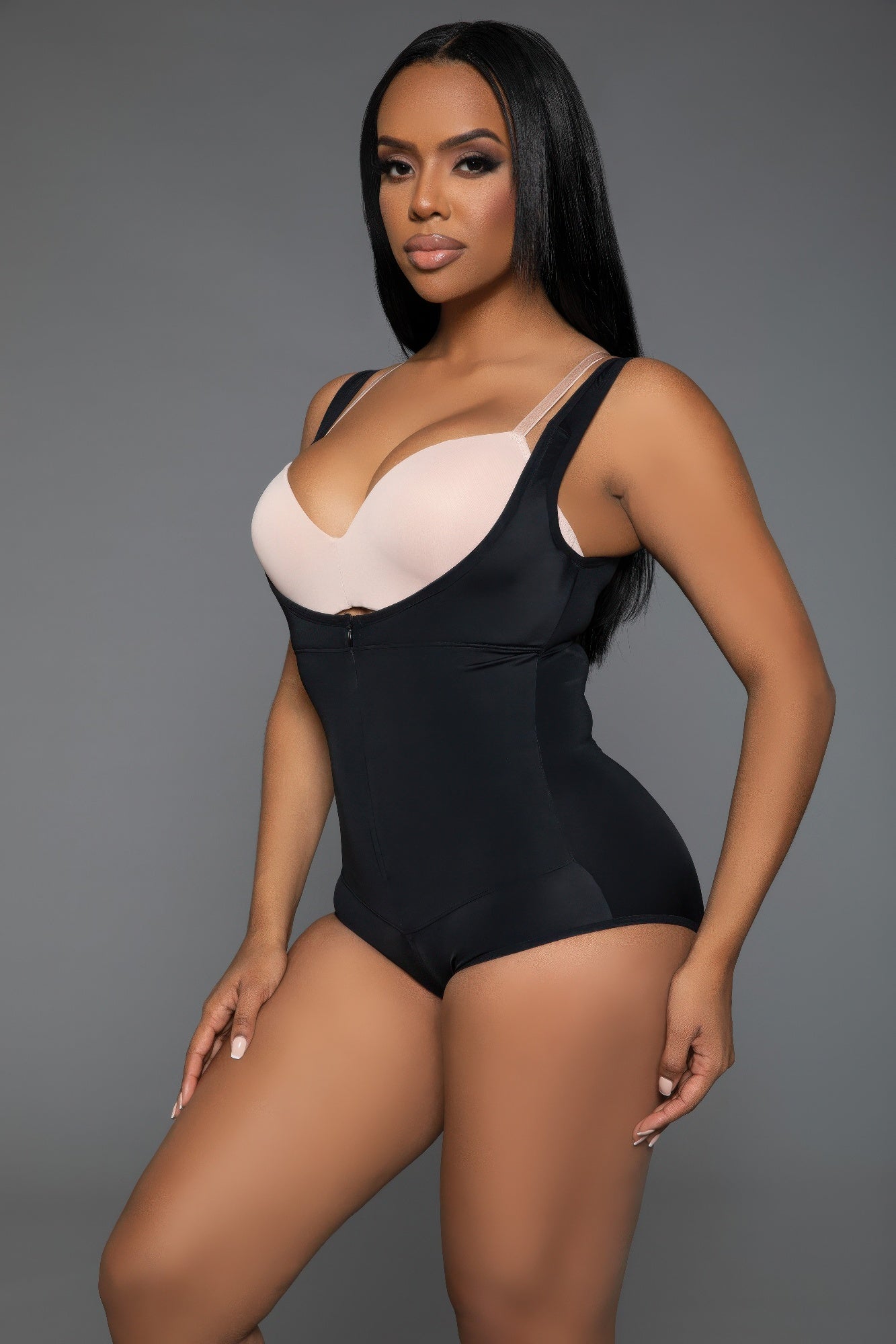 Open-Bust Shaping Bodysuit with Front Zipper Secondary image