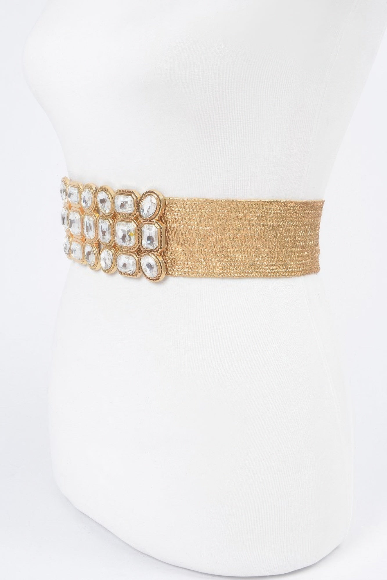 Metallic Straw Belt with Multi-Stone Embellishment Secondary image