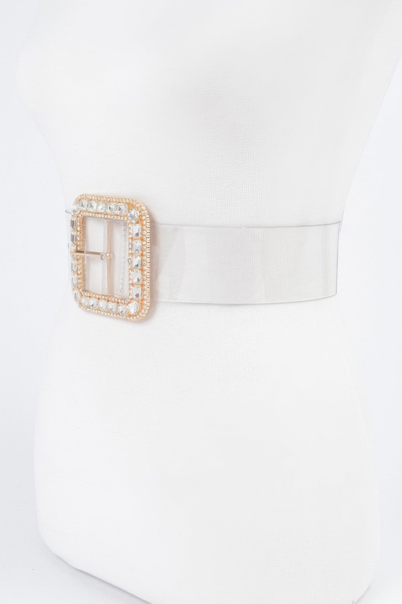 Wide Clear PVC Belt with Stone-Accented Buckle Secondary image