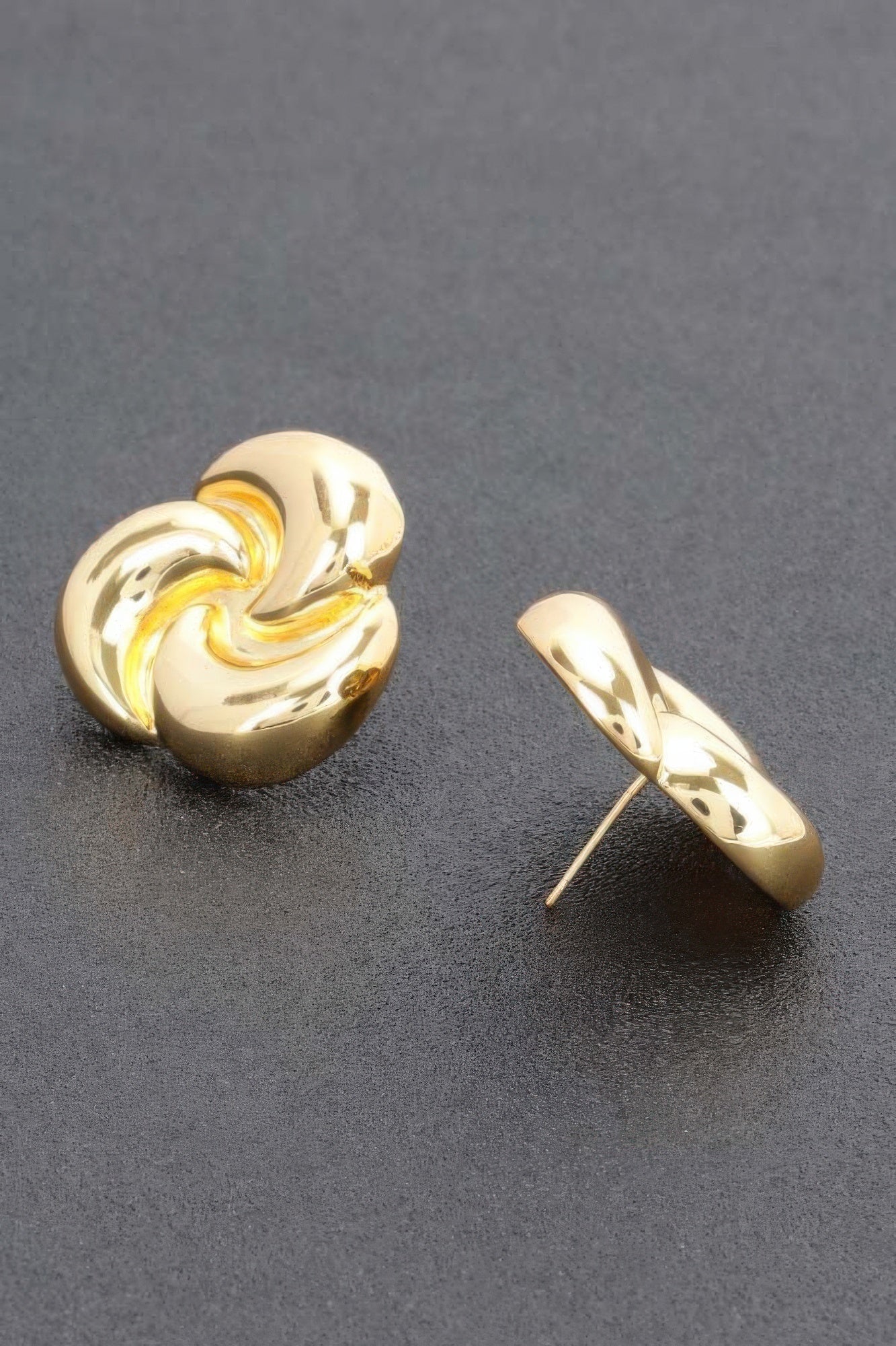 Gold-Dipped Swirl Flower Stud Earrings Secondary image