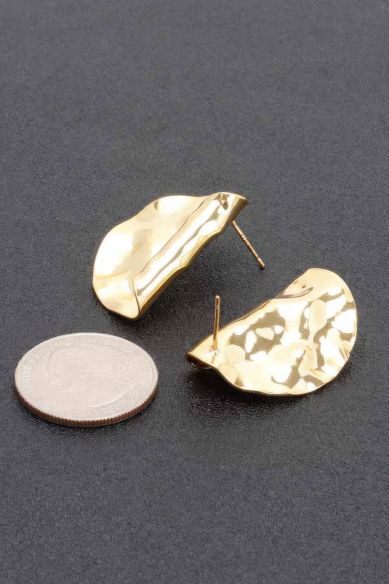 Textured Metal Statement Earrings Secondary image
