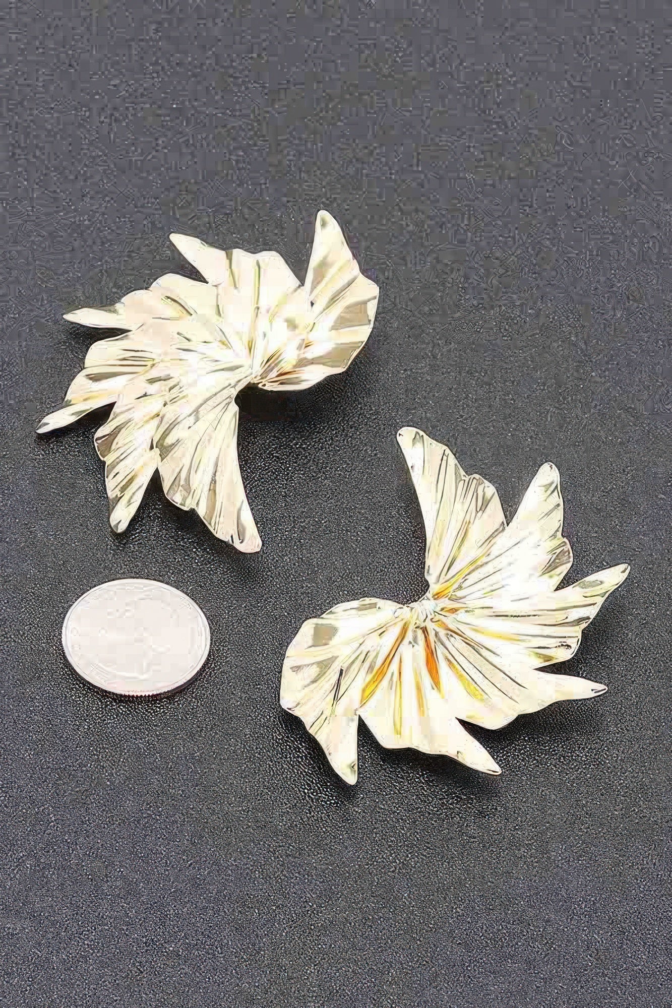 Metal Flower Statement Earrings Secondary image