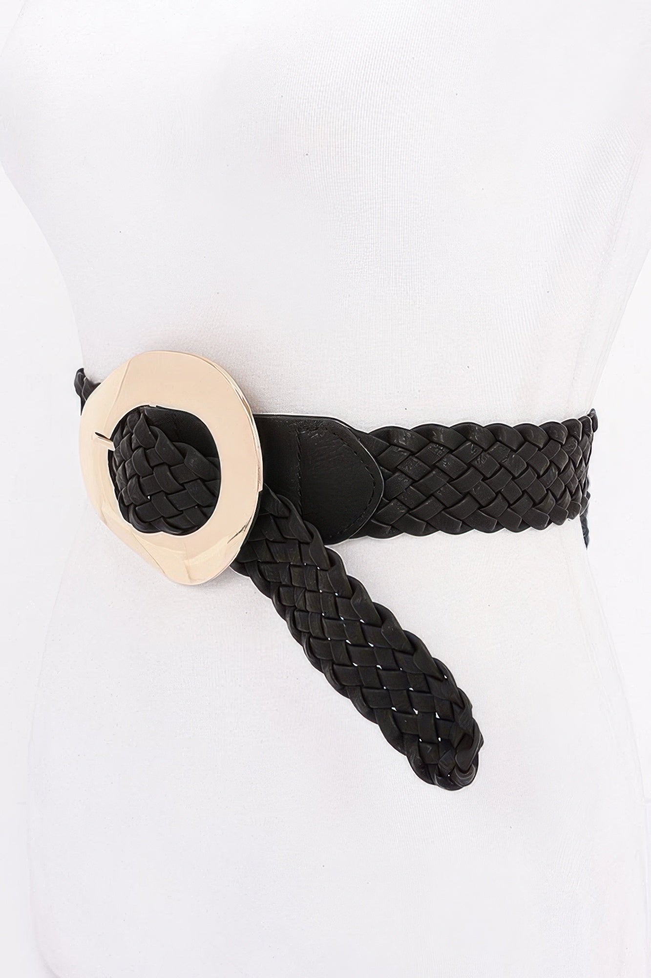 Braided Belt with Oversized Metal Buckle Secondary image