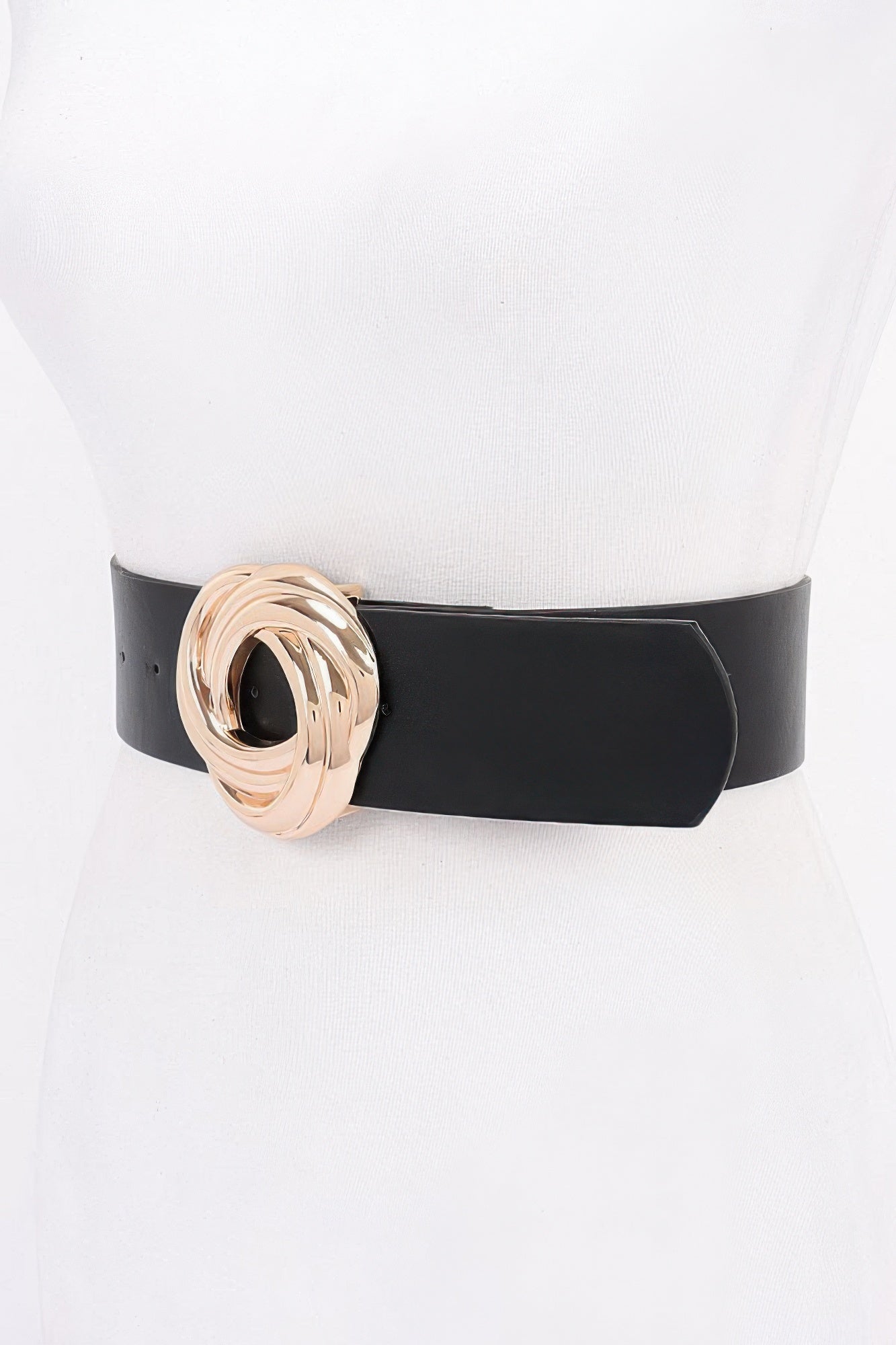 Wide PU Belt with Sculptural Metal Buckle Secondary image
