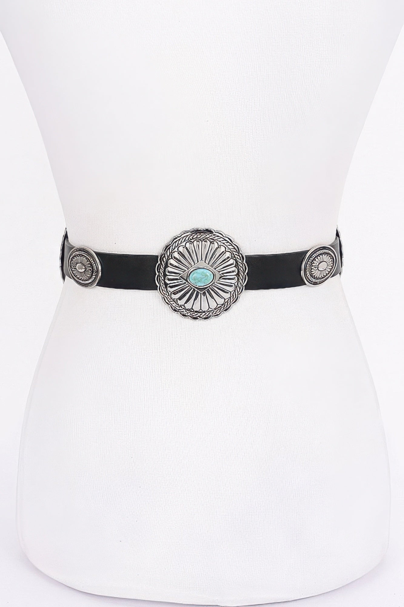Vintage Western-Inspired Ornate Buckle PU Belt Secondary image