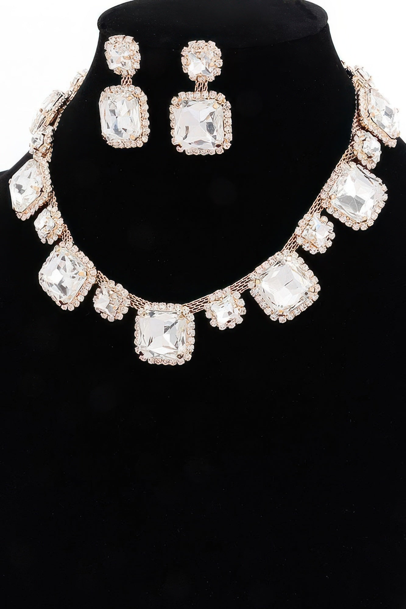 Gold-Tone Crystal Statement Necklace and Earring Set Secondary image