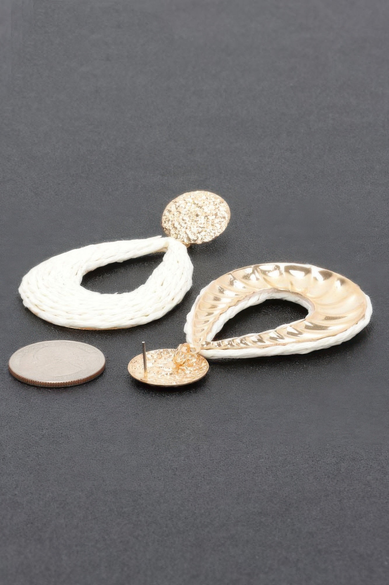 Textured Gold-Tone Metal and Paper Statement Earrings Secondary image