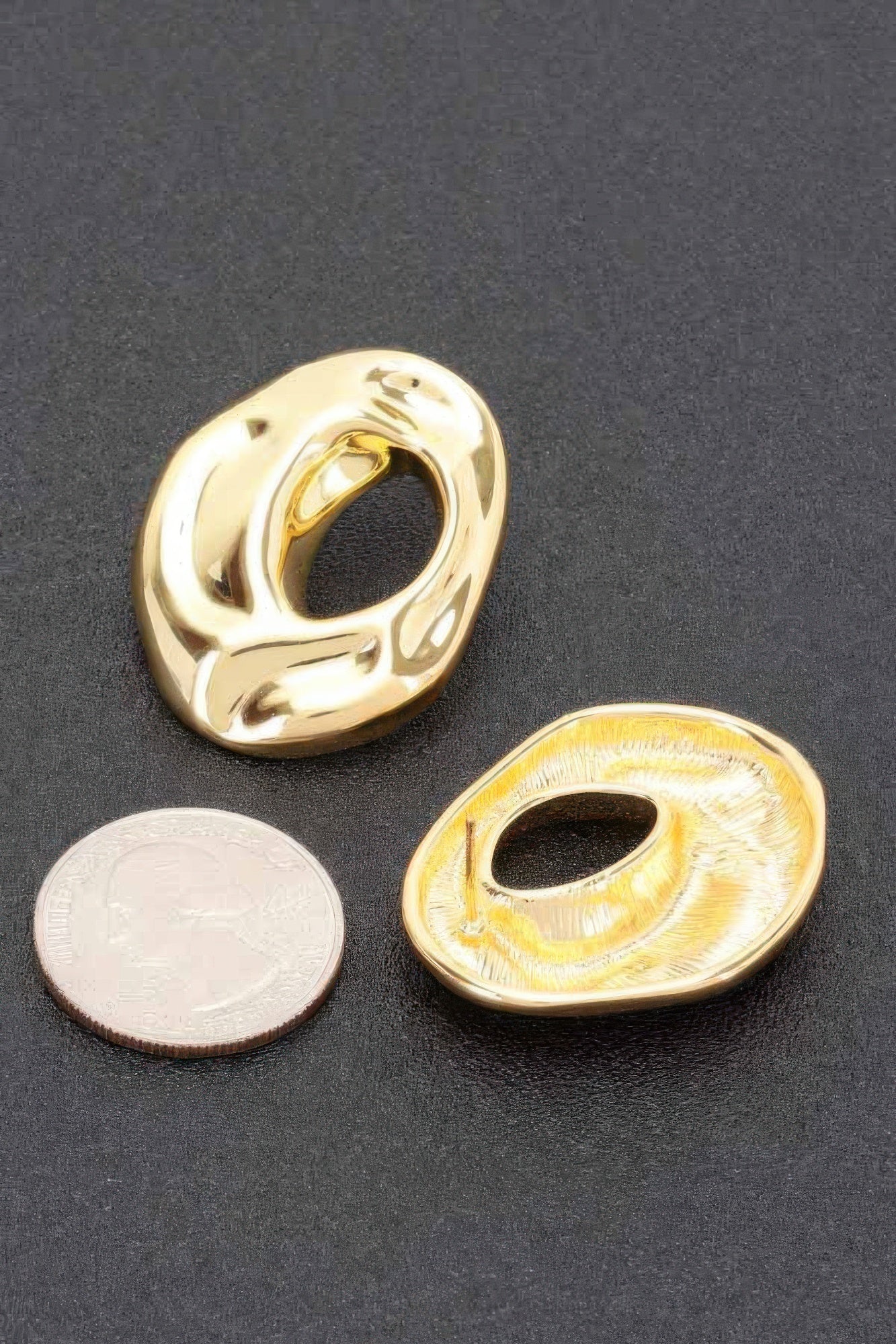 Organic Open Hoop Earrings with Sterling Silver Posts Secondary image