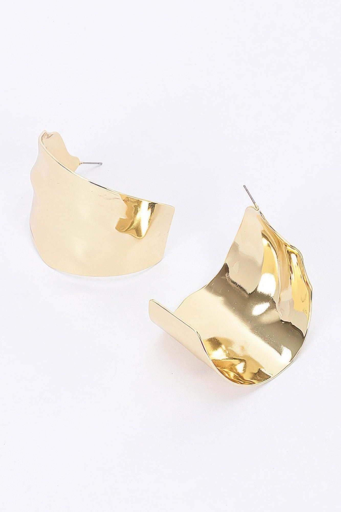 Curved Gold-Tone Metal Statement Earrings Secondary image