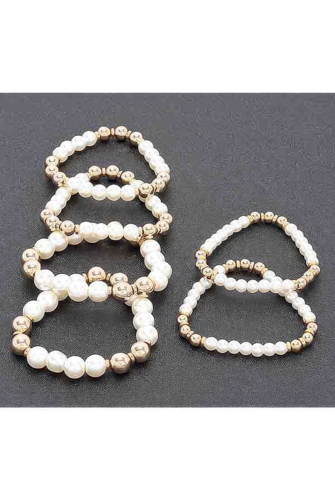 Multi-Strand Gold-Tone Beaded Stretch Bracelet Secondary image