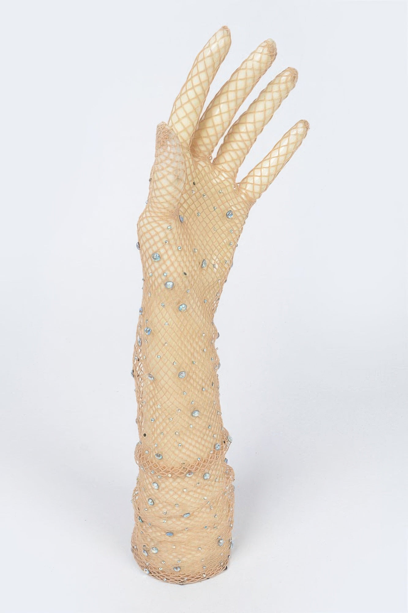 Long Mesh Gloves with Rhinestone Embellishment Secondary image