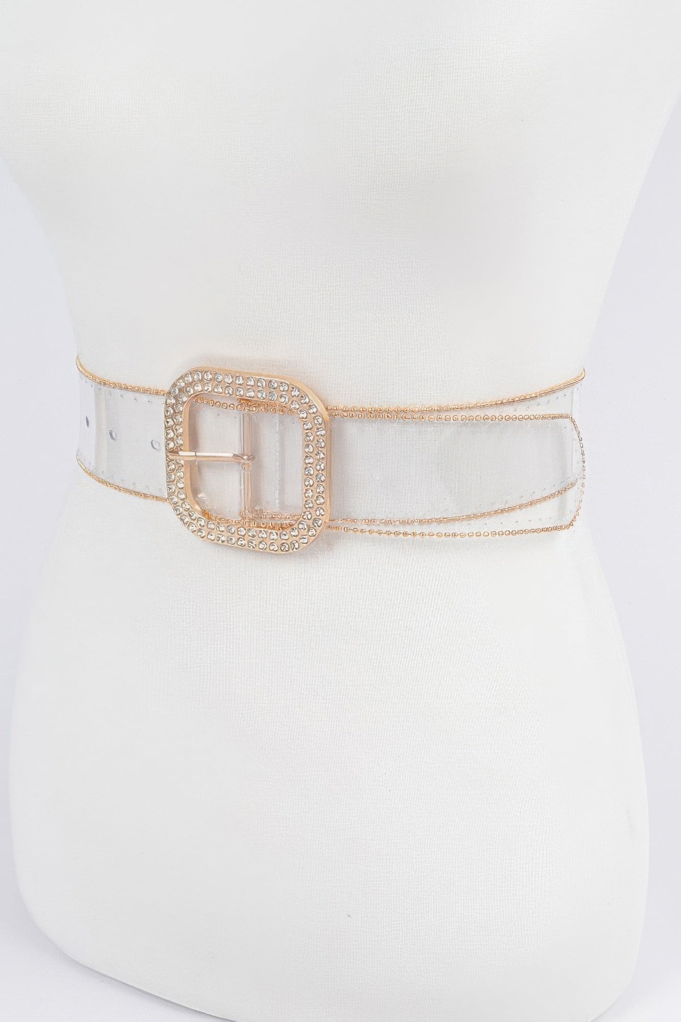 Wide Clear PVC Belt With Rhinestone Buckle Secondary image