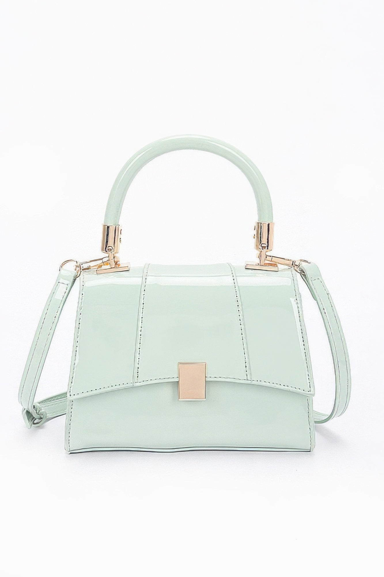 Glossy Flap Crossbody Bag with Top Handle Secondary image