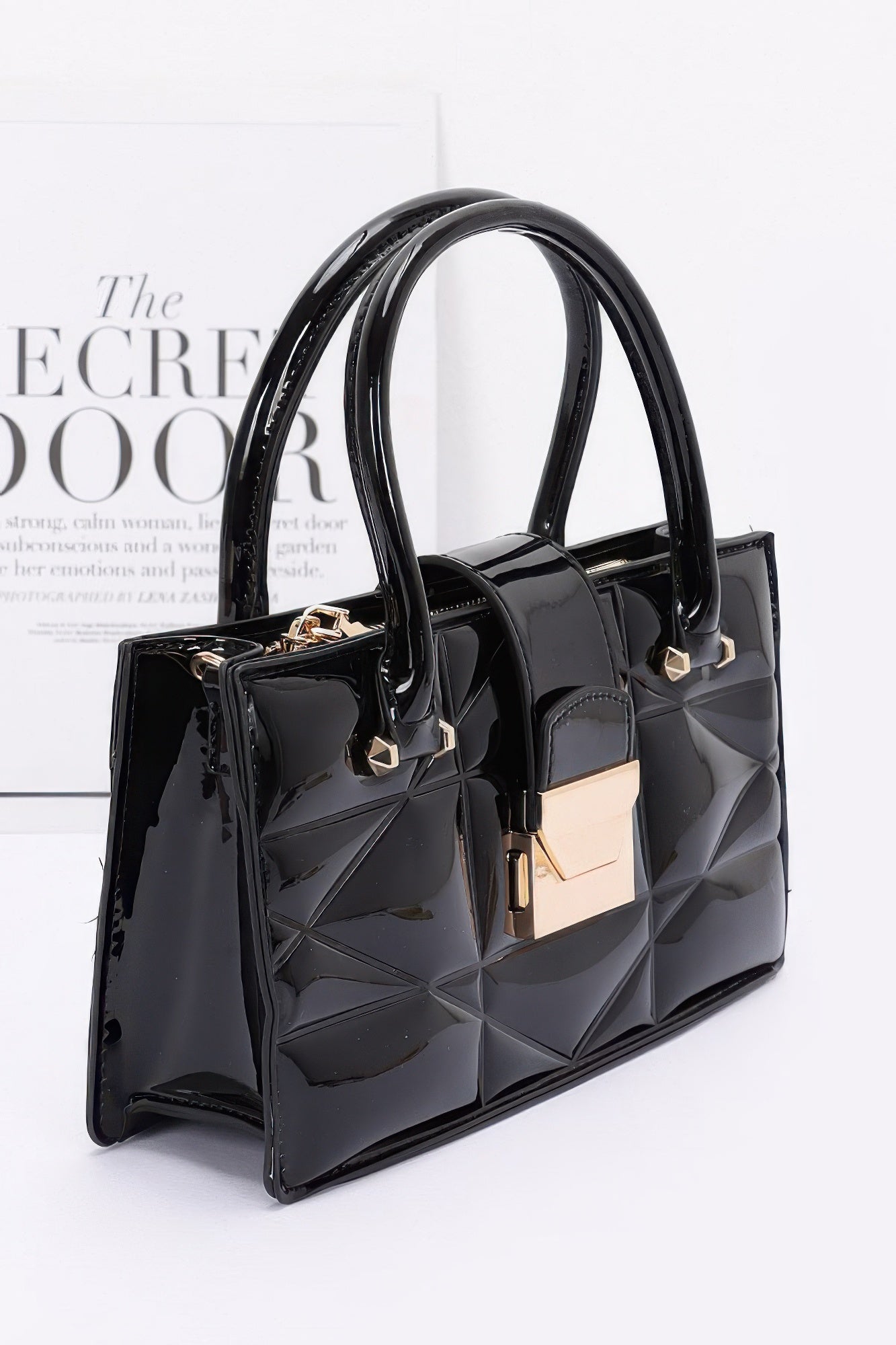 Structured Embossed Handle Clutch with Chain Strap Secondary image