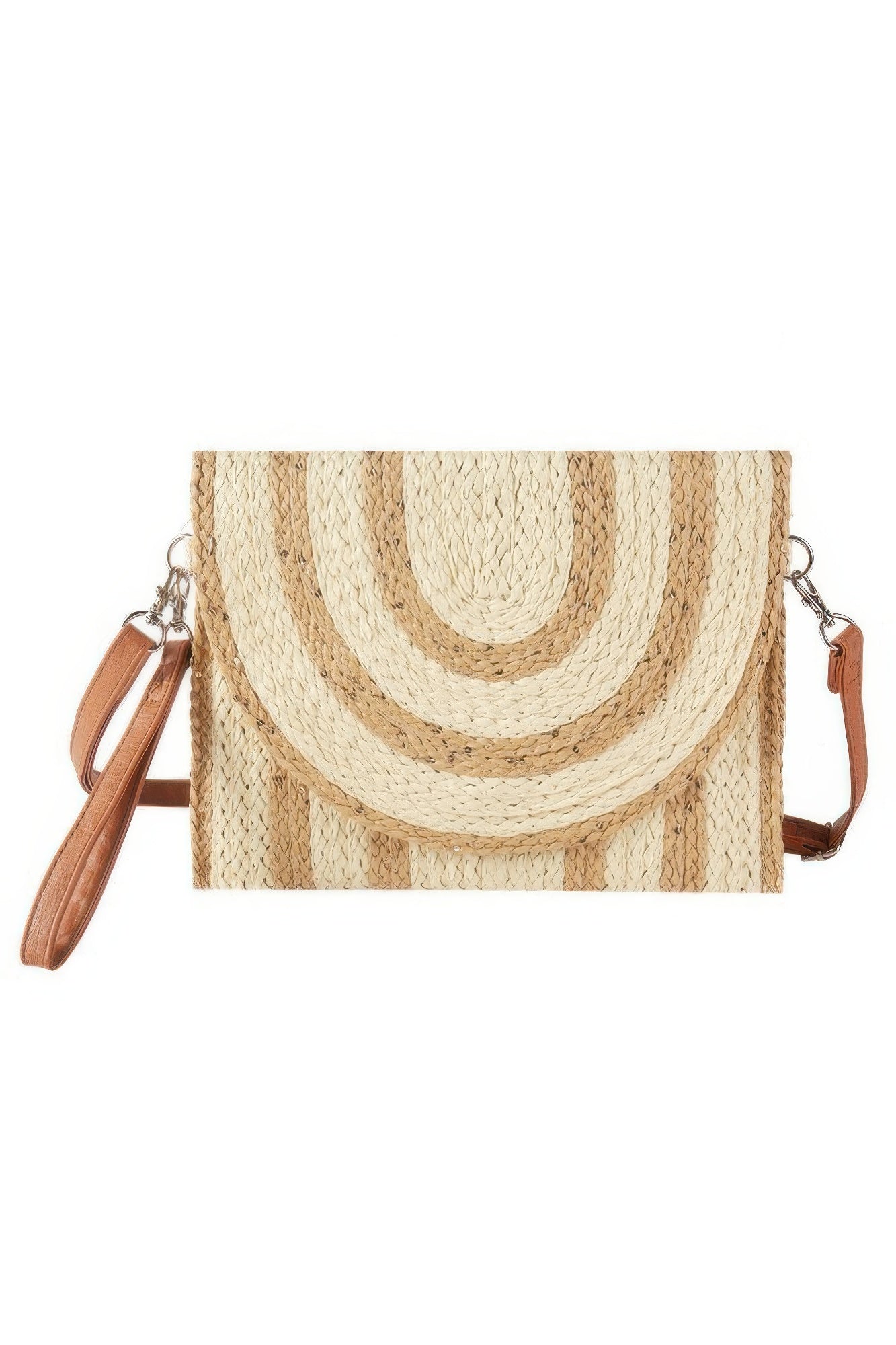 Two-Tone Straw Sequin Crossbody Clutch Secondary image