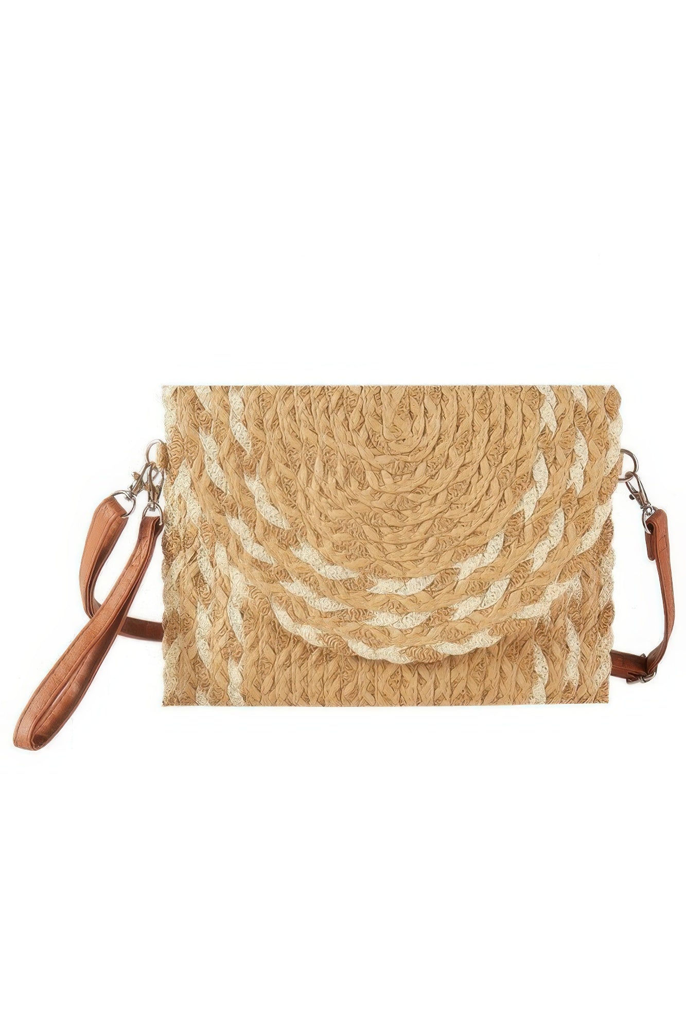 Textured Woven Straw Clutch with Detachable Crossbody Strap Secondary image