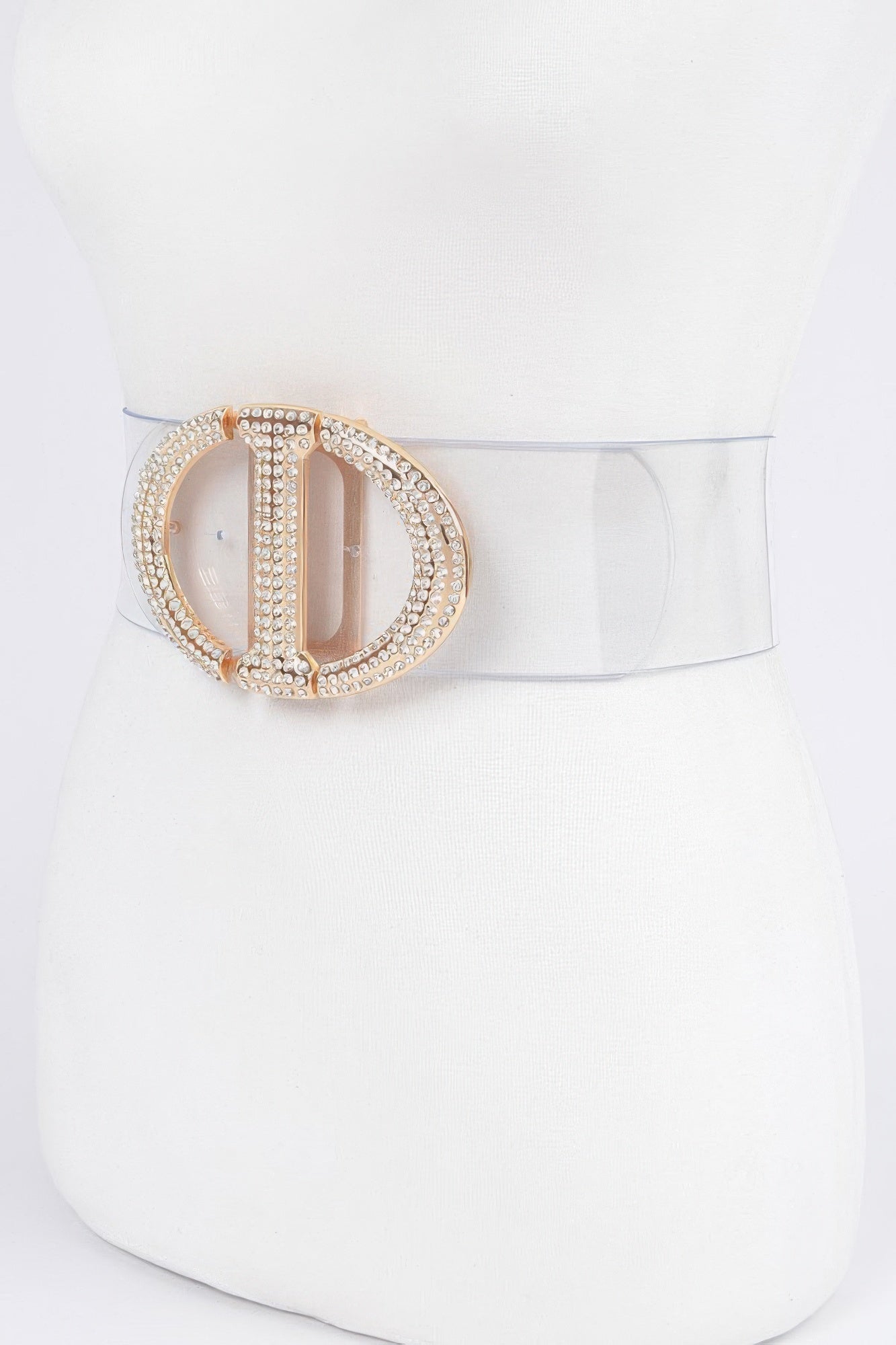 Plus Size Clear PVC Belt with Rhinestone Buckle Secondary image