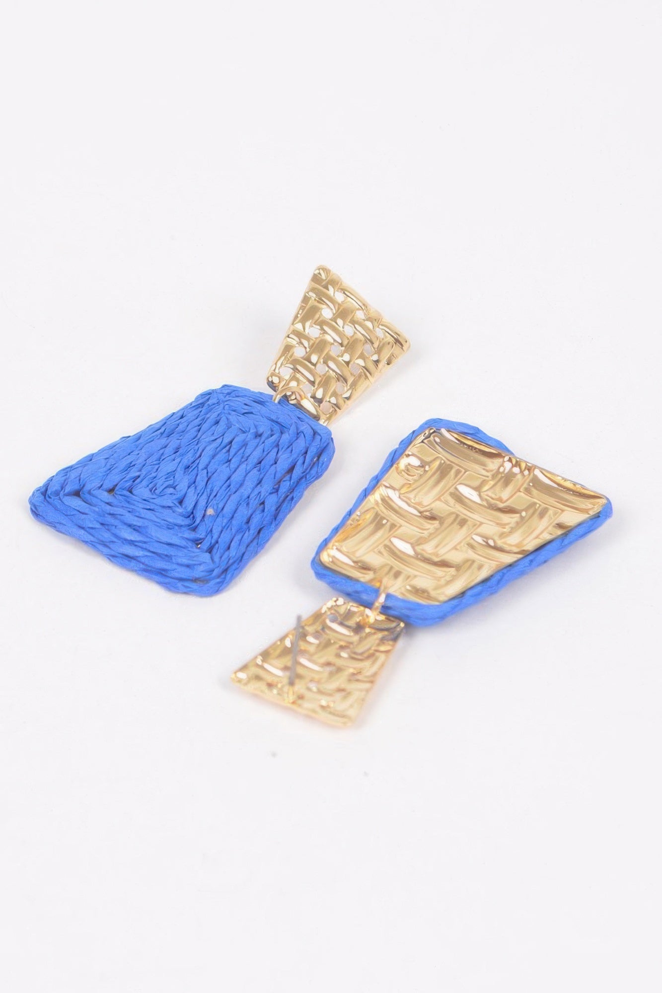 Woven Straw-Inspired Statement Drop Earrings Secondary image