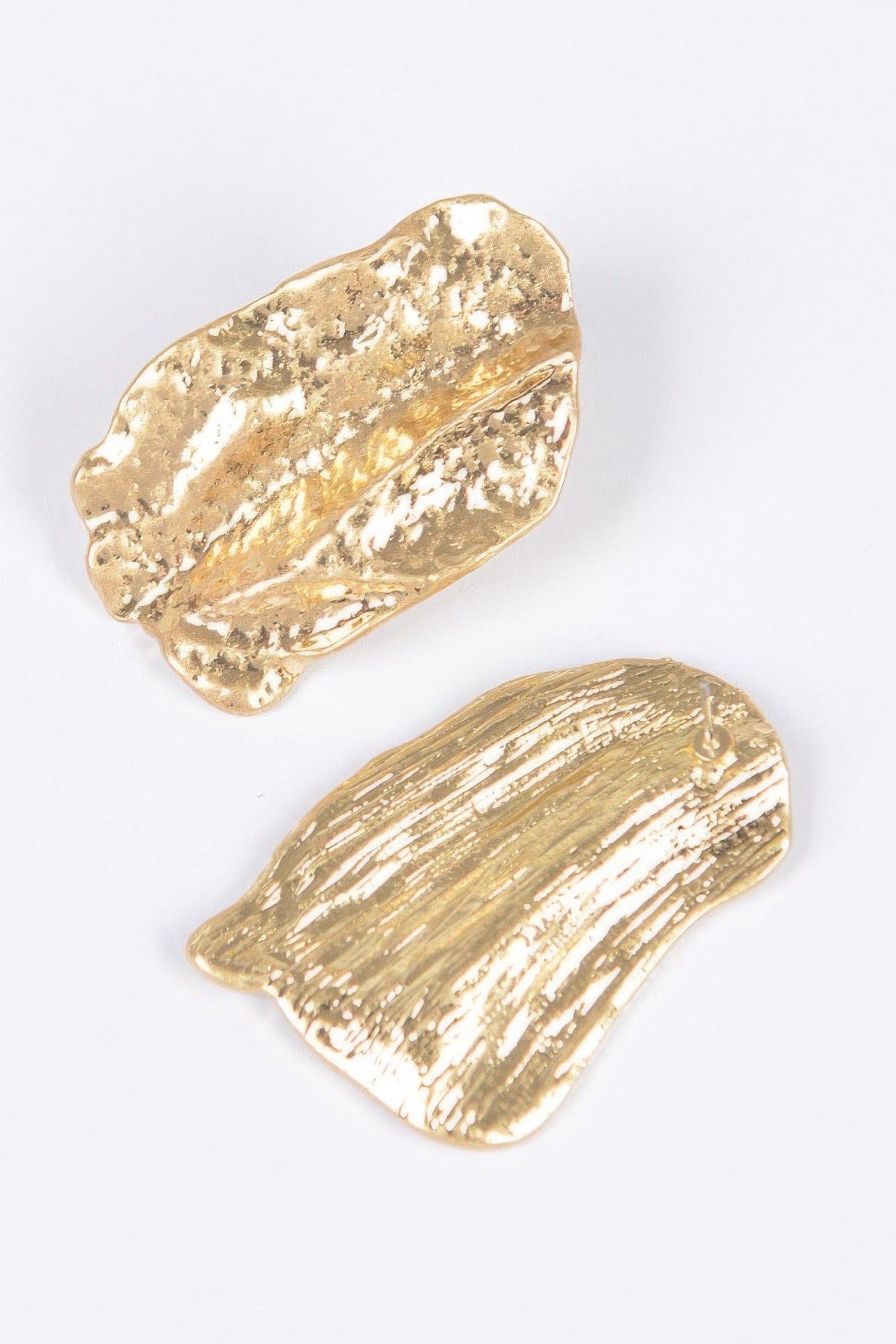 Gold Organic Cast Metal Earrings Secondary image