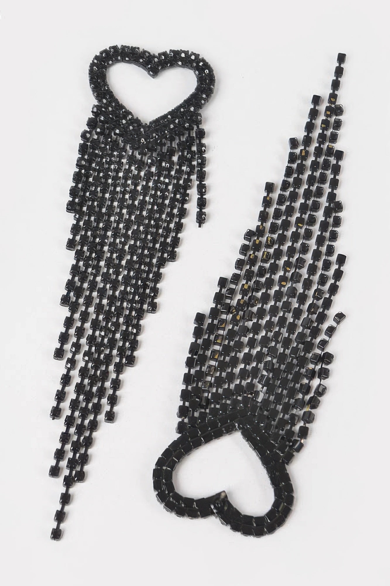 Rhinestone Heart Fringe Earrings Secondary image