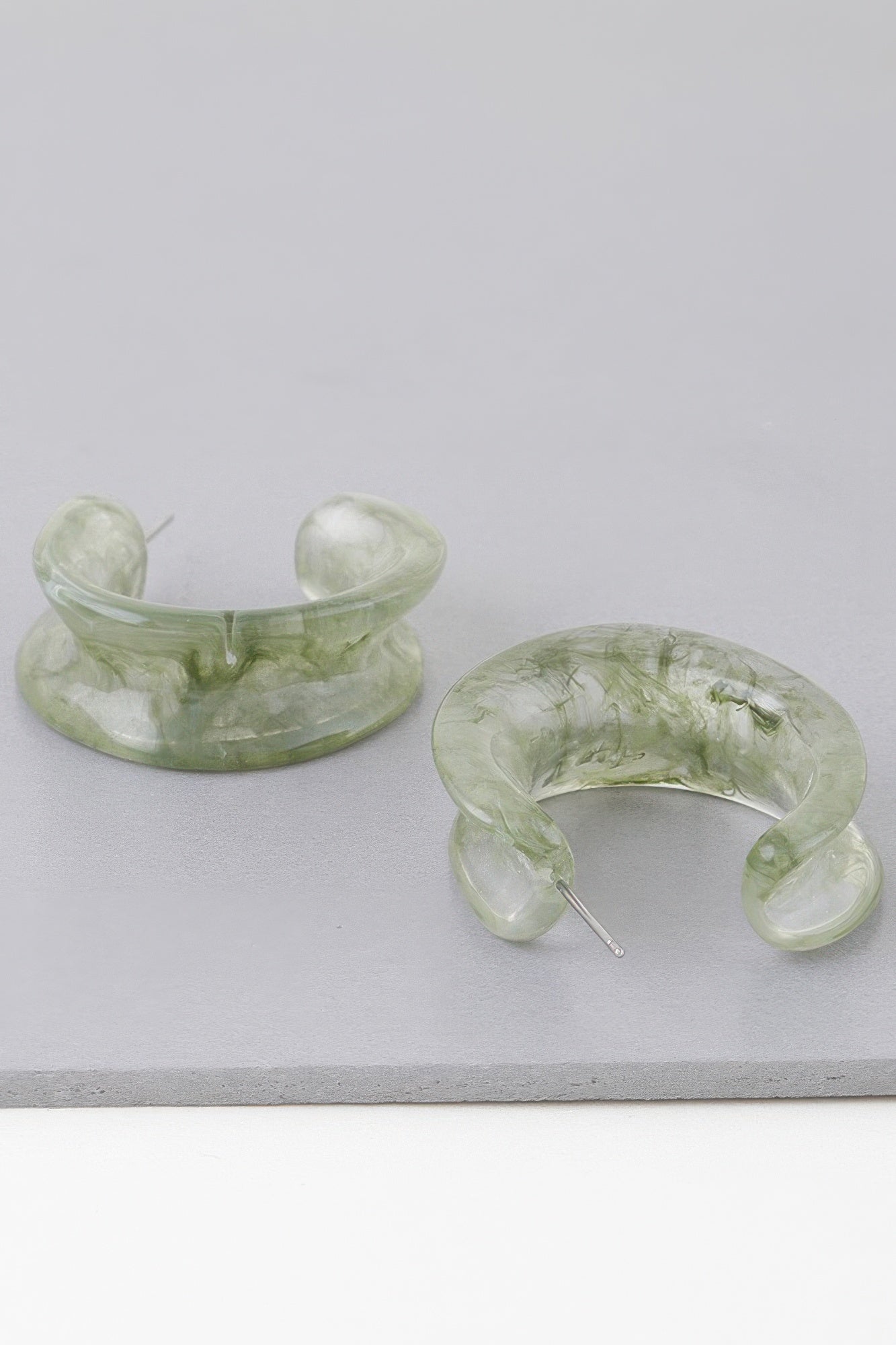 Marble-Inspired Stone Hoop Earrings Secondary image