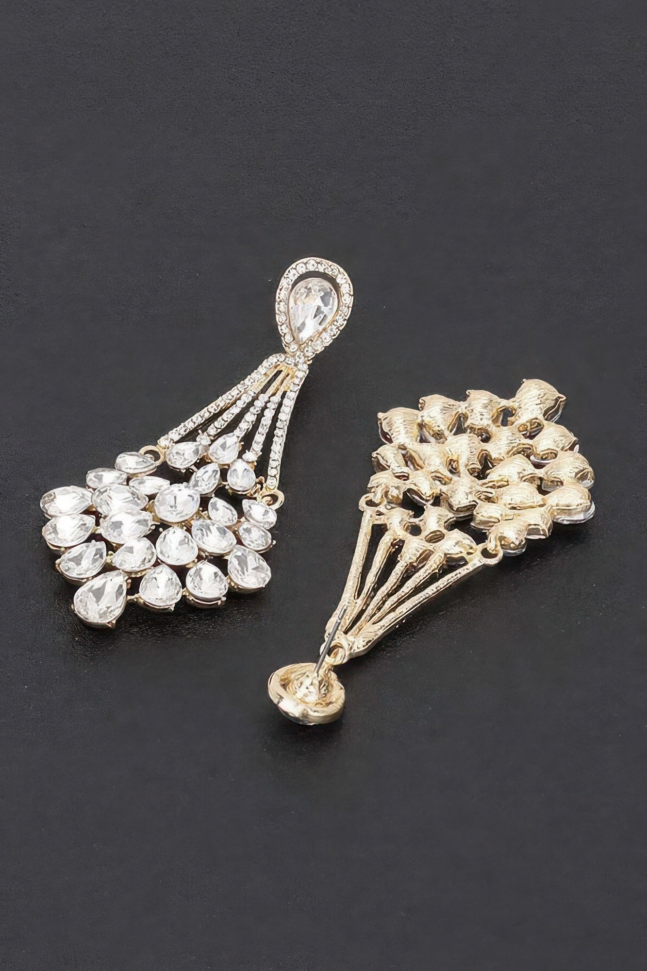 Rhinestone Teardrop Chandelier Earrings Secondary image