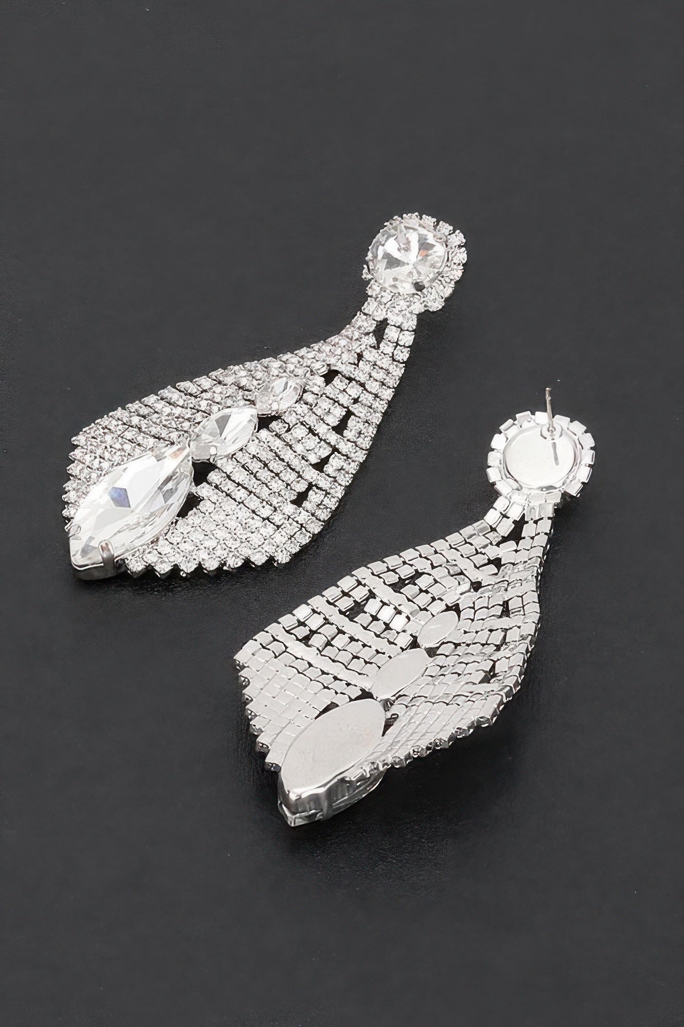 Elongated Rhinestone Statement Earrings Secondary image