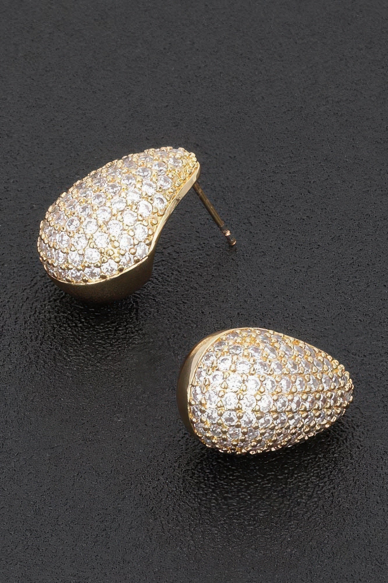 Rhinestone Teardrop Metal Earrings Secondary image