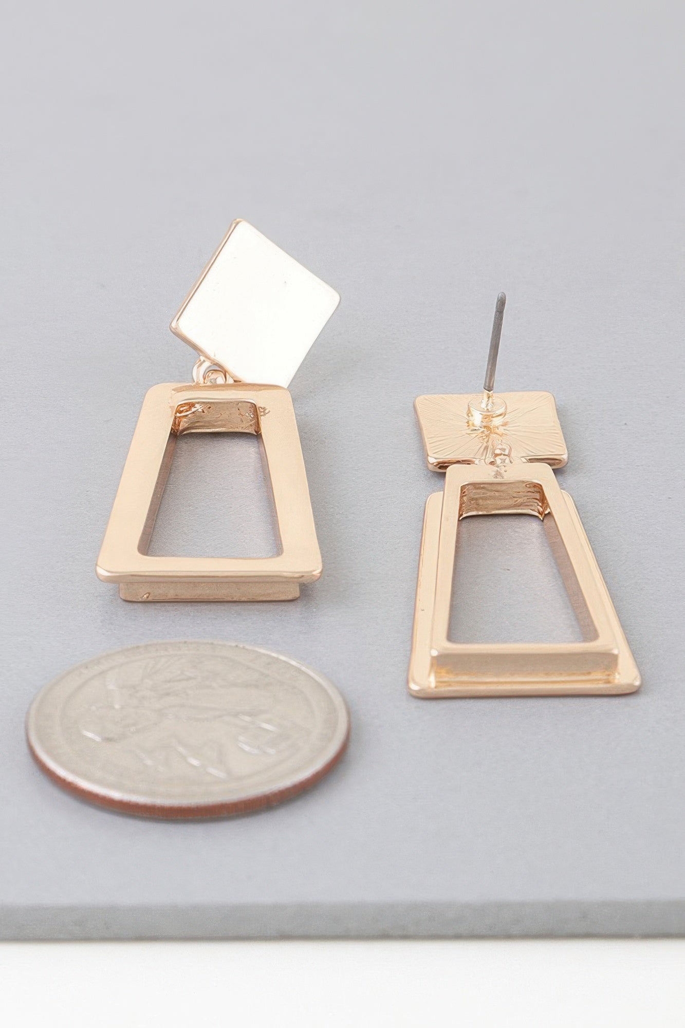 Polished Geometric Open-Frame Drop Earrings Secondary image
