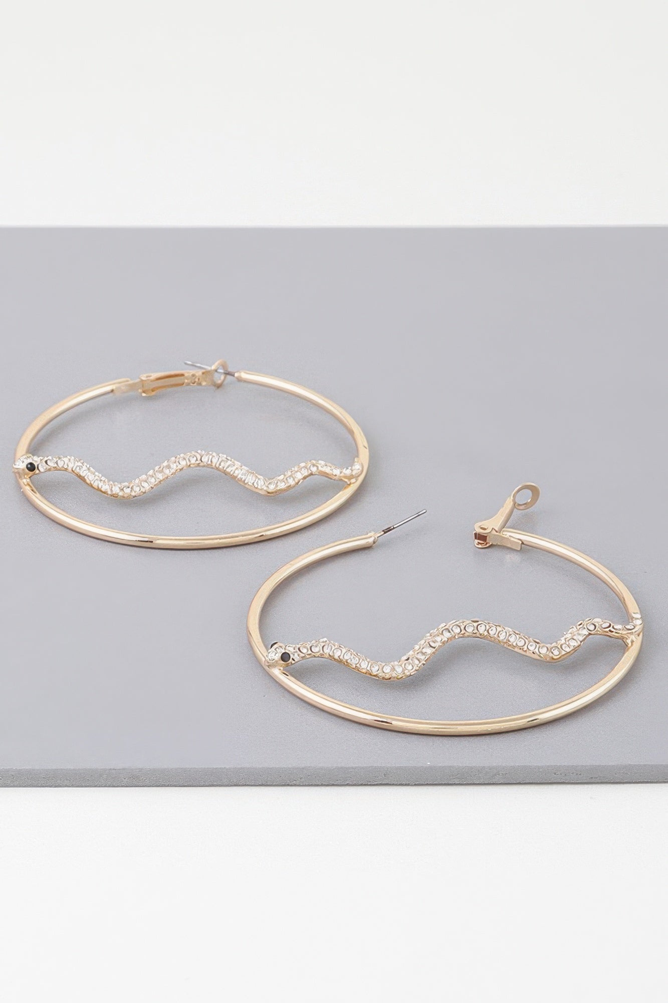 Bejeweled Snake Detail Hoop Earrings Secondary image