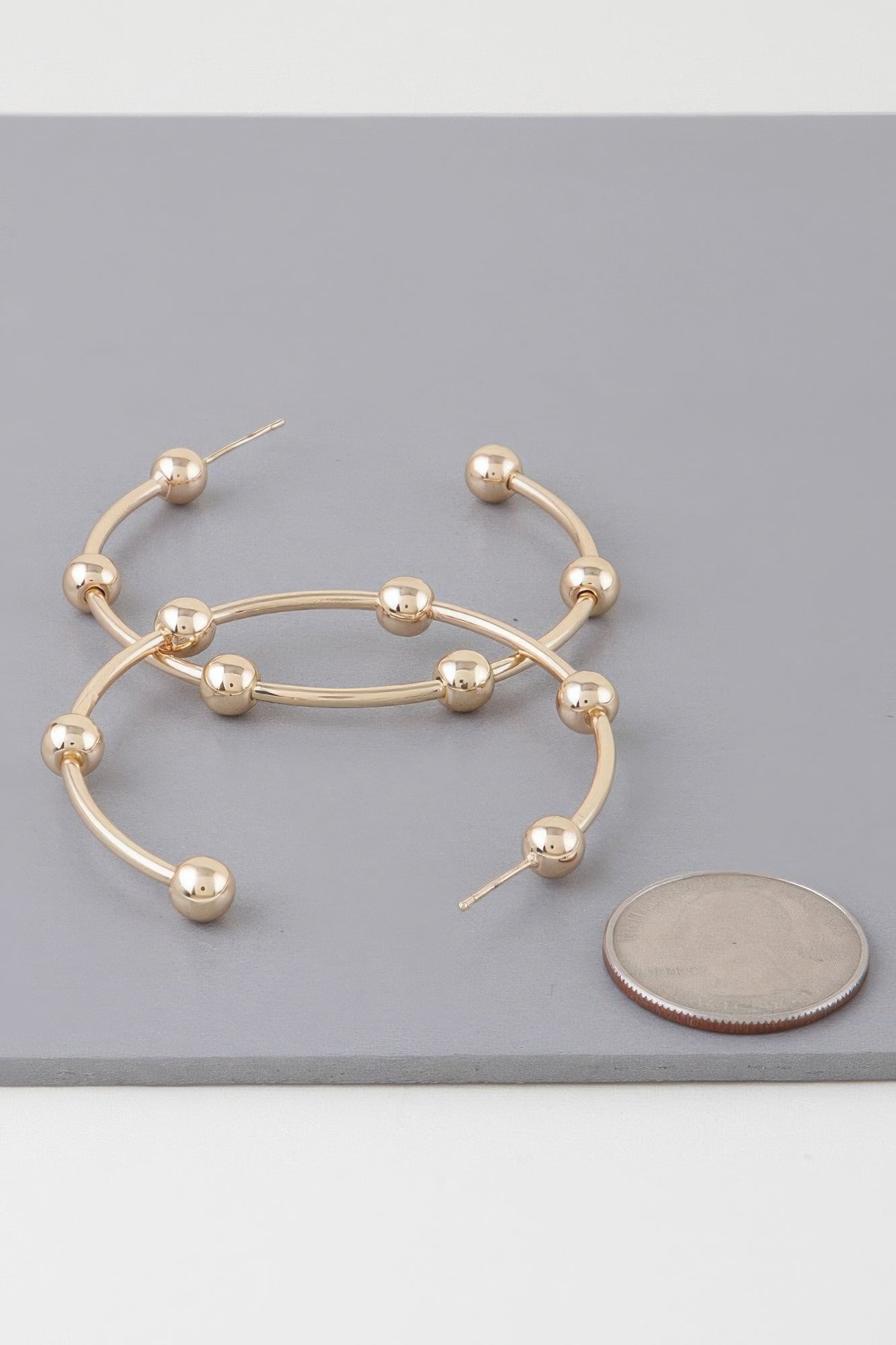 Beaded Hoop Earrings with Polished Shine Secondary image