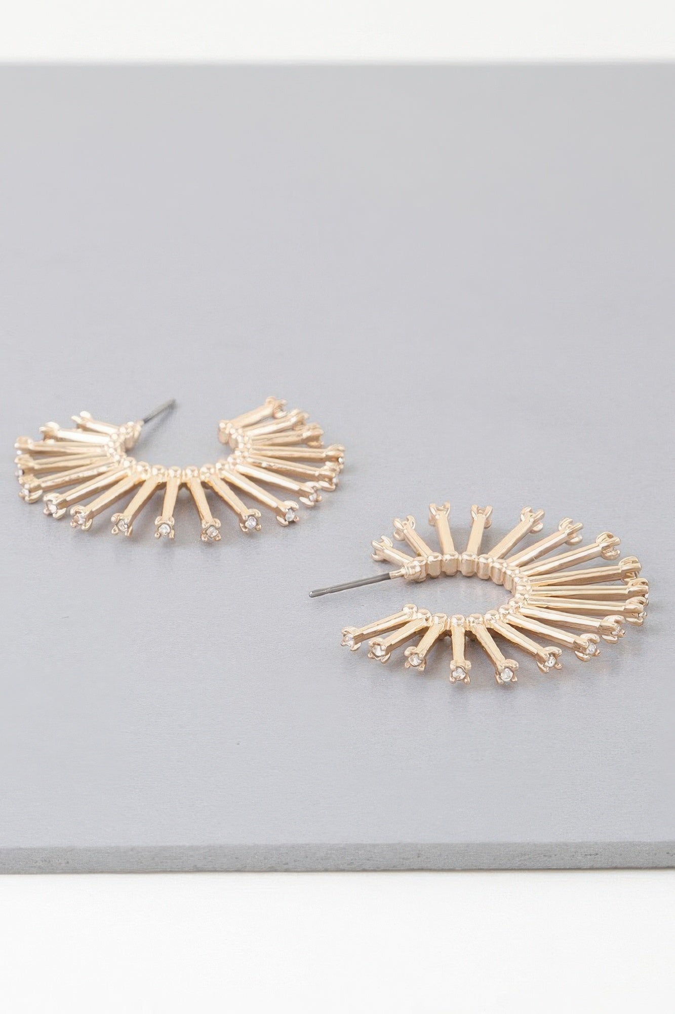 Sunburst Embellished Hoop Earrings Secondary image