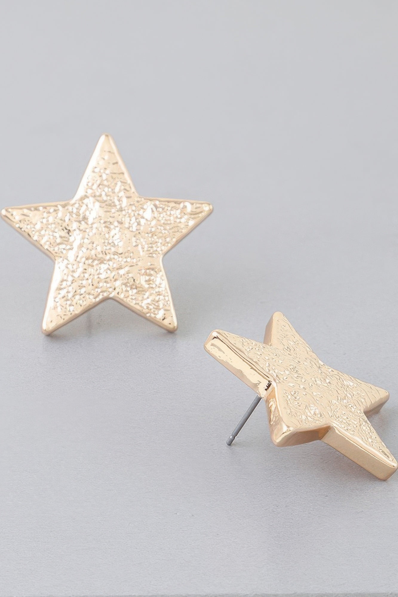 Gold Hammered Star Statement Earrings Secondary image