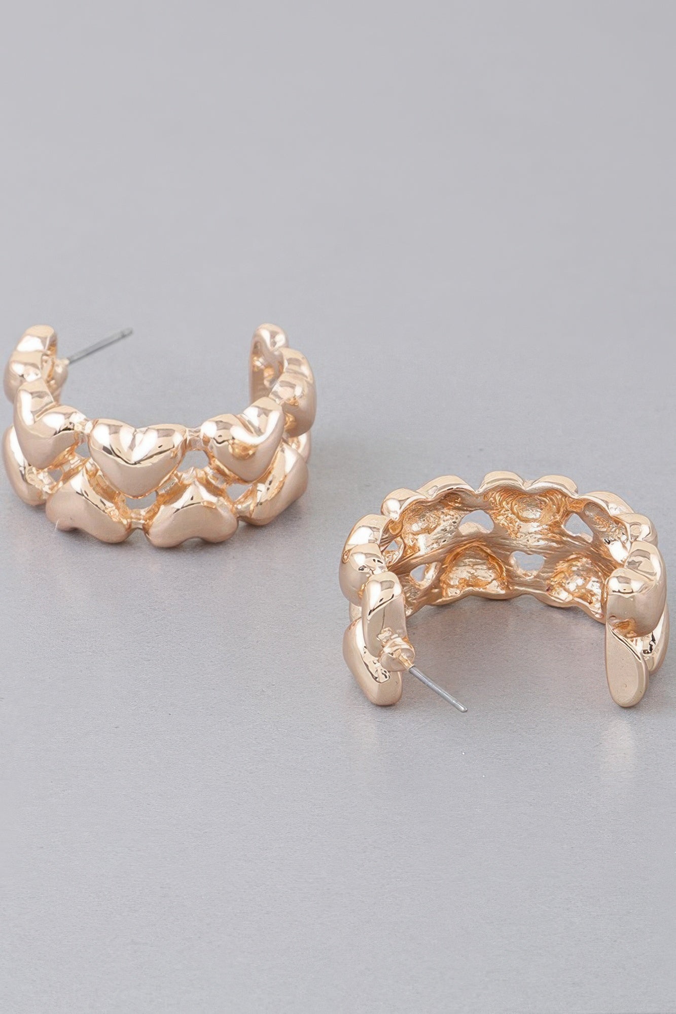 Gold-Tone Heart Motif Hoop Earrings Secondary image