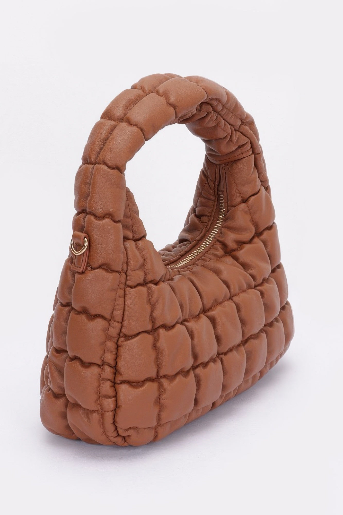 Quilted Padded Faux Leather Hobo Bag with Chain Strap Secondary image