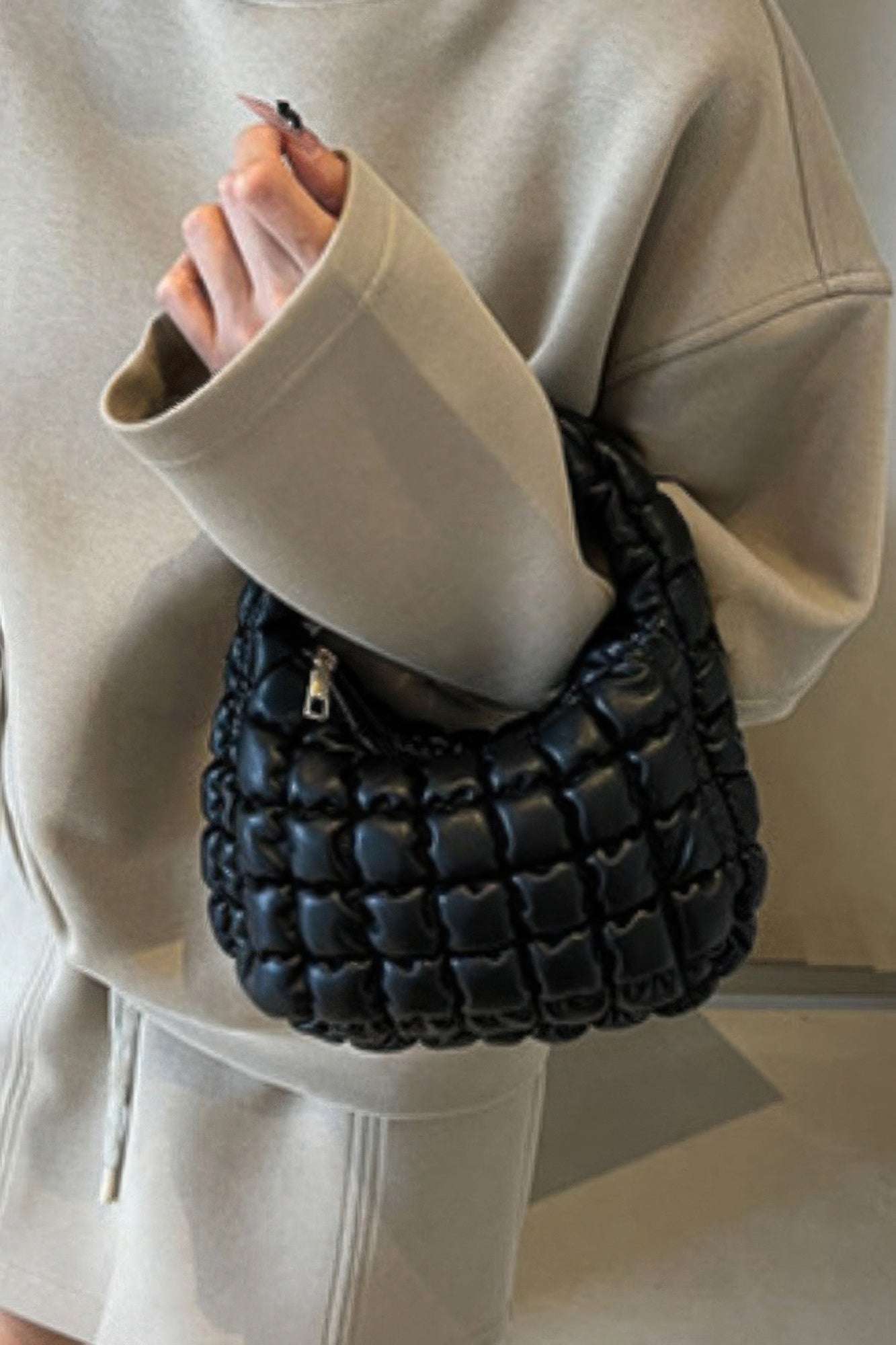 Quilted Faux Leather Chain Handle Bag Secondary image