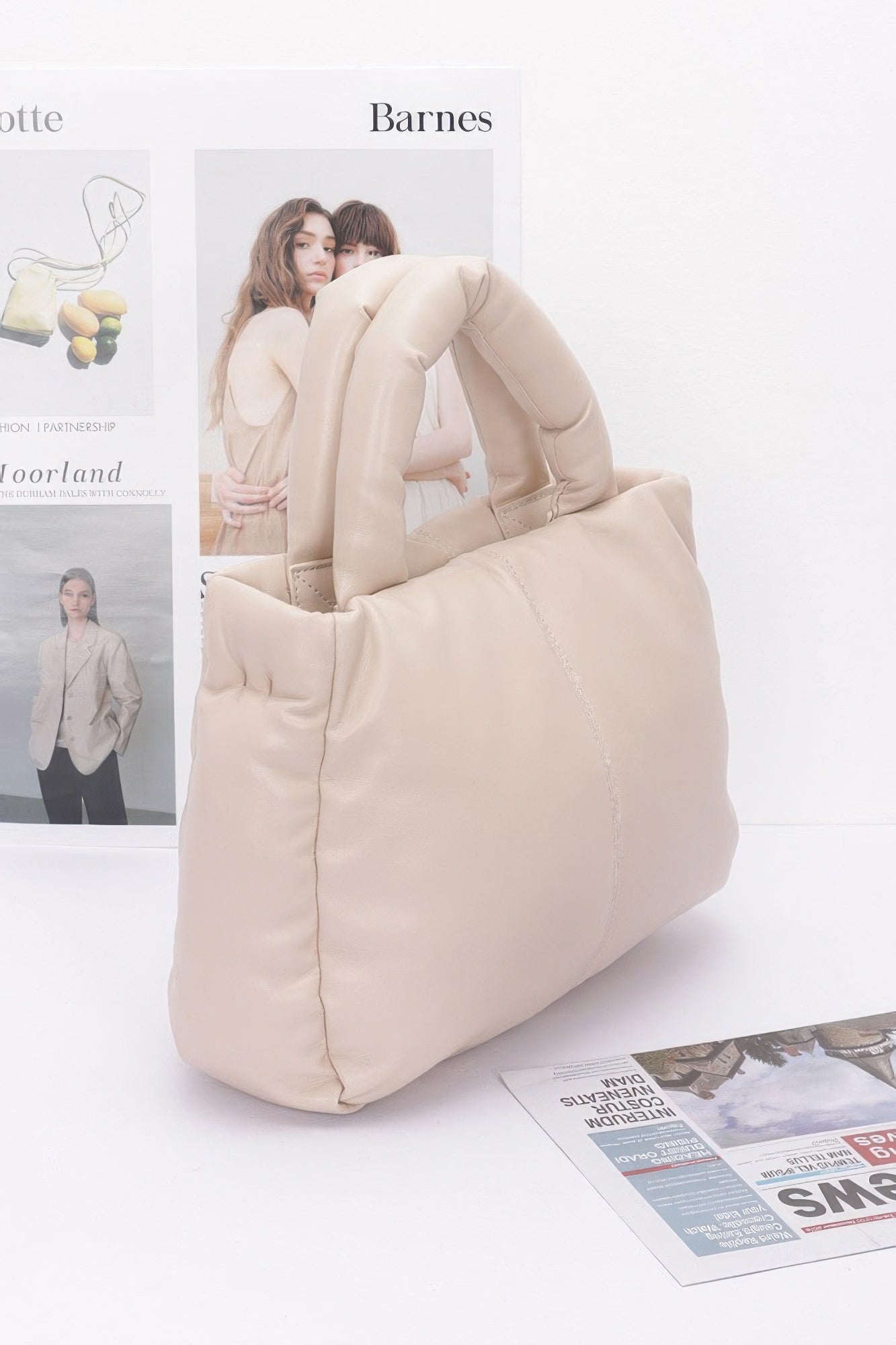 Padded Faux Leather Tote with Chain Strap Secondary image