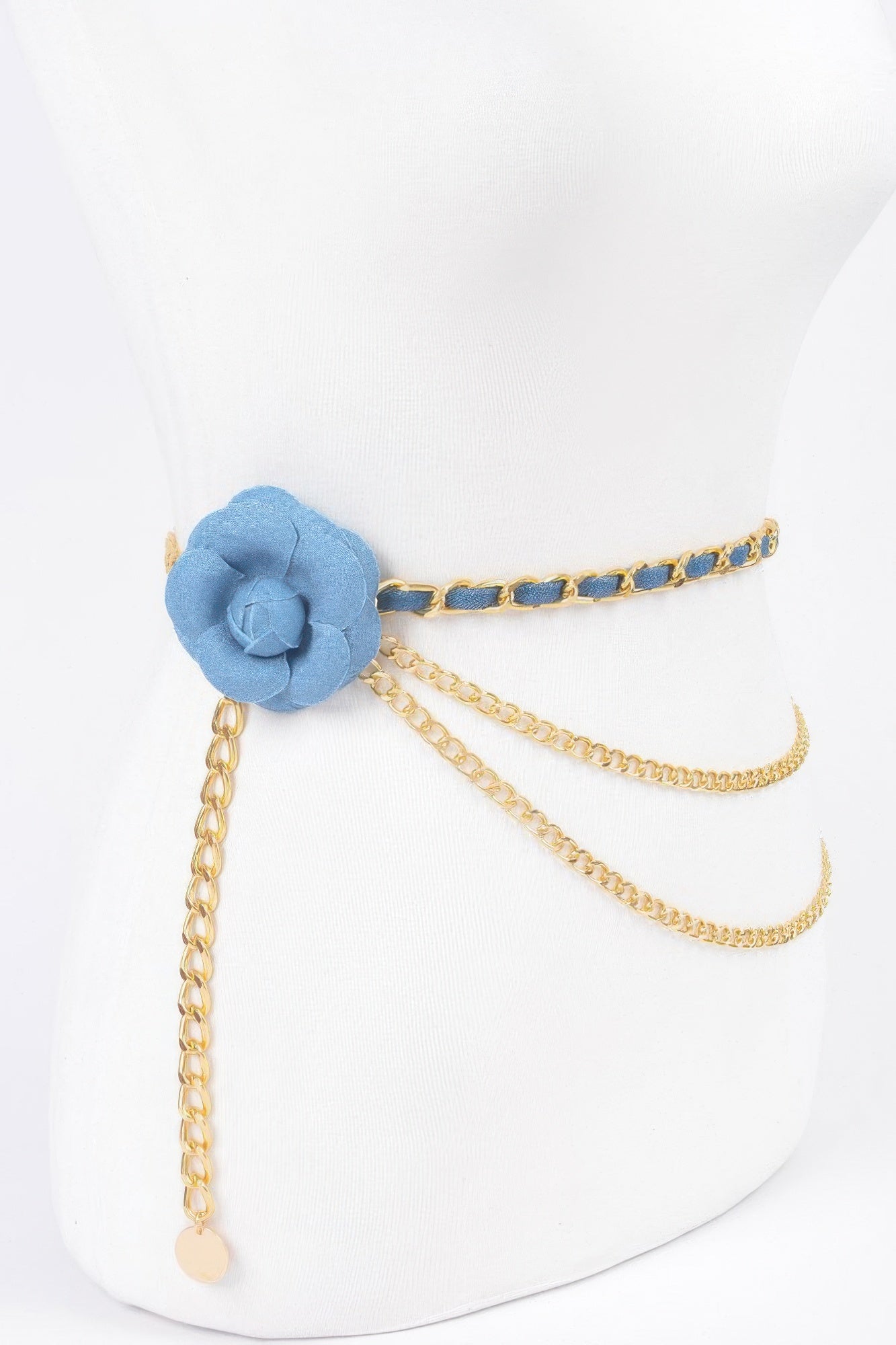Blue Floral Double-Layer Chain Waist Belt Secondary image