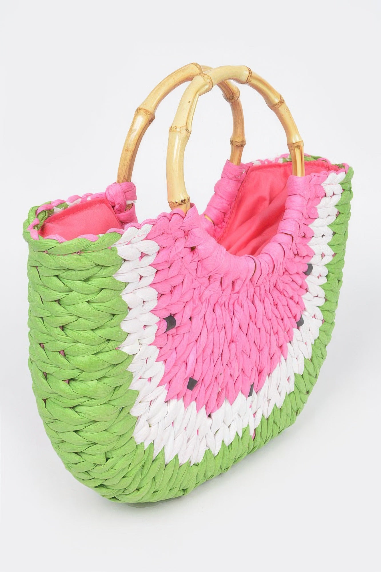 Crochet Watermelon Handbag with Bamboo Handle Secondary image