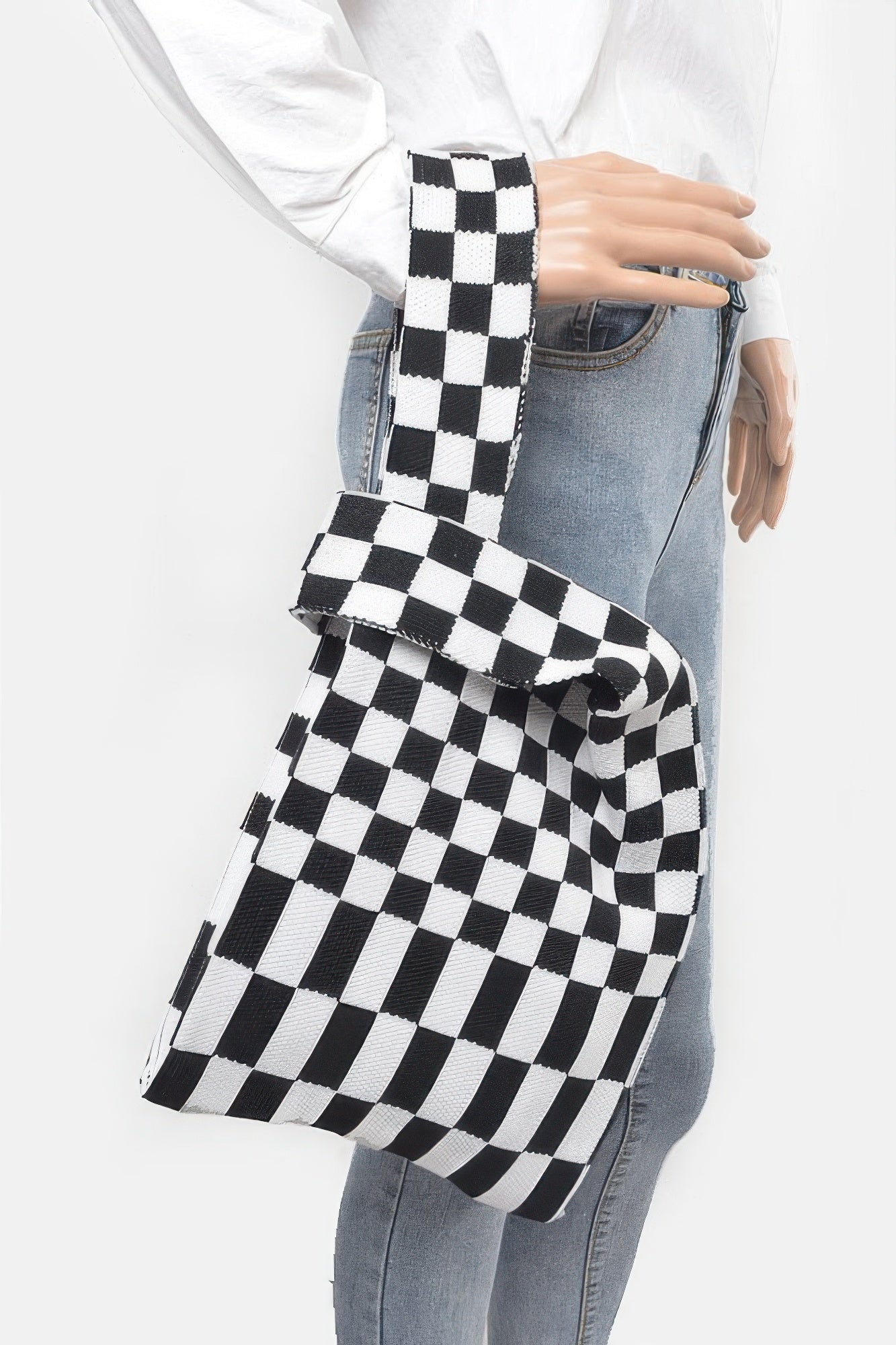 Checkerboard Woven Polyurethane Tote Bag Secondary image