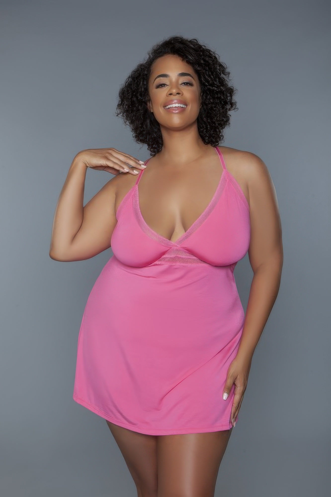 Lace-Trimmed V-Neck Babydoll Slip Secondary image