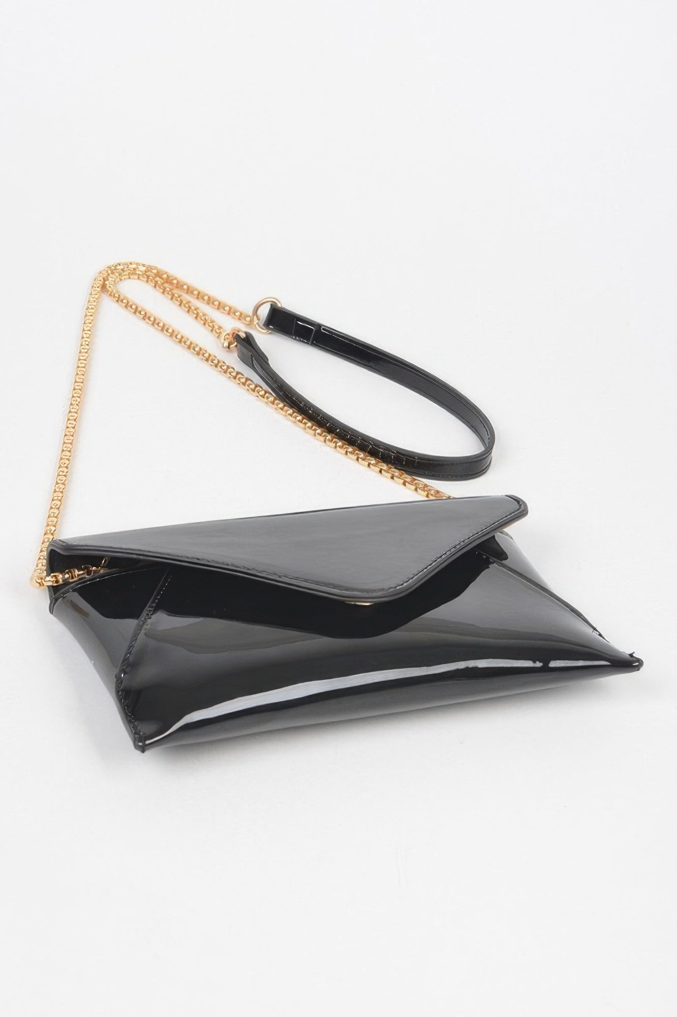 Glossy Enamel Envelope Clutch With Chain Strap Secondary image