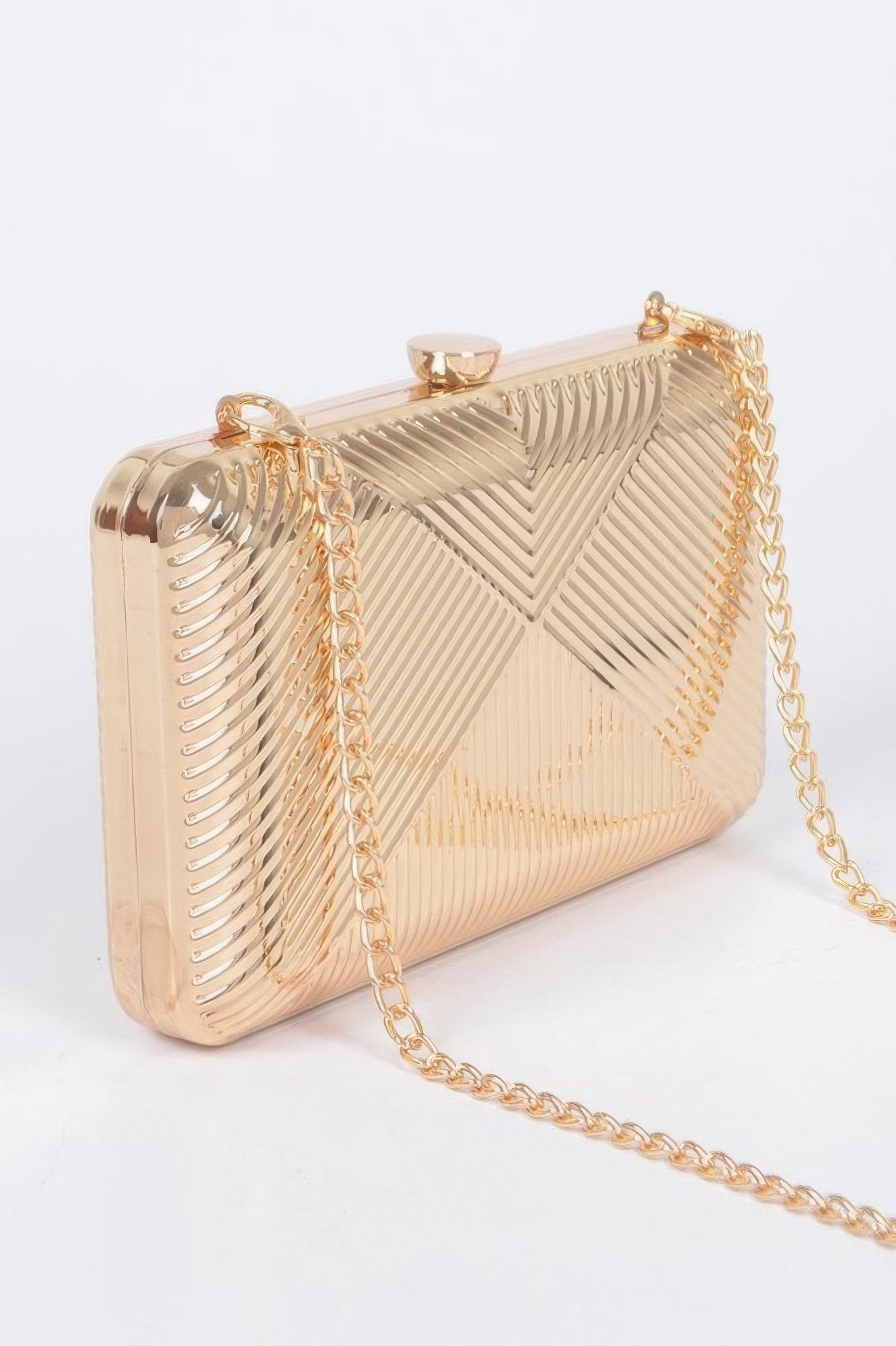 Metallic Geometric Frame Clutch With Chain Strap Secondary image