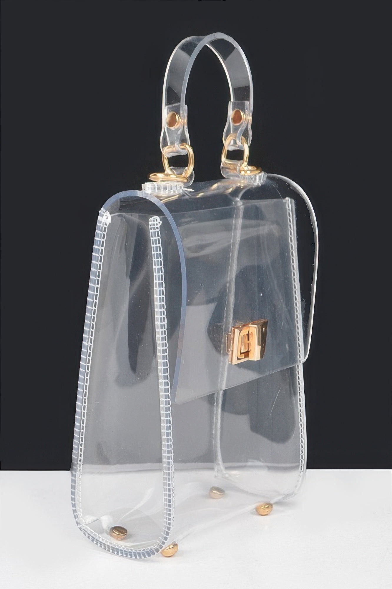 Clear PVC Top Handle Clutch With Flap Closure Secondary image