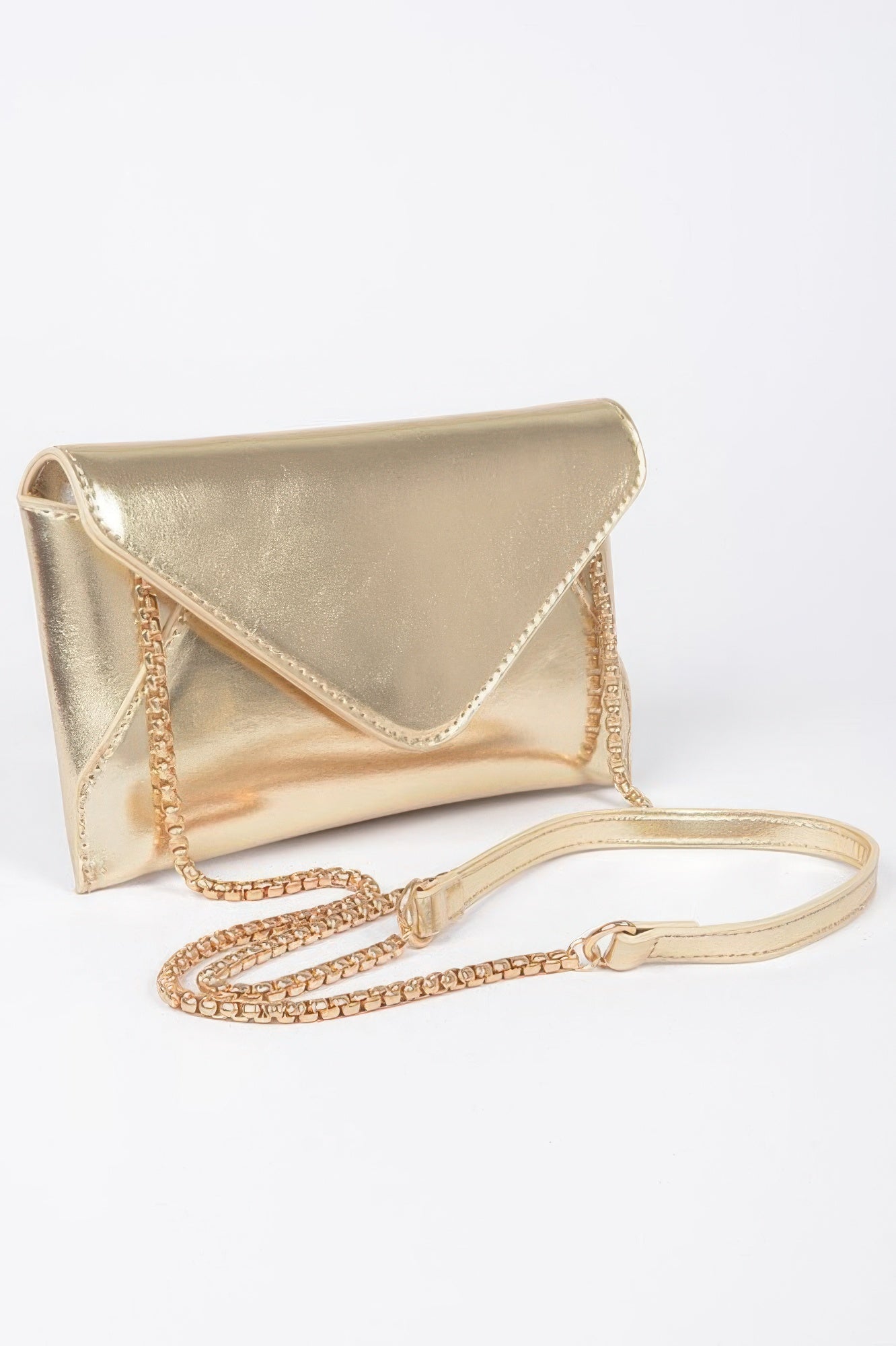 Metallic Envelope Clutch with Detachable Chain Strap Secondary image