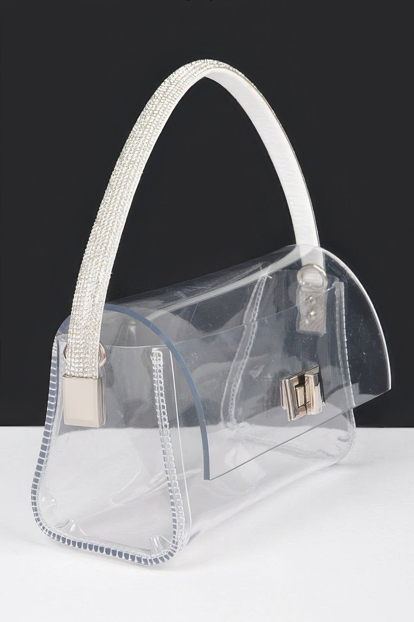 Clear PVC Flap Bag with Rhinestone Handle Secondary image